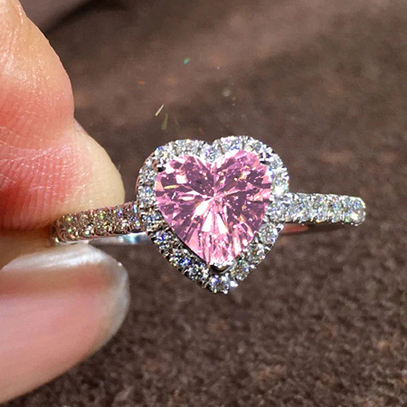 Bague Cœur Zirconium Élégante – Bague de Fiançailles Femme