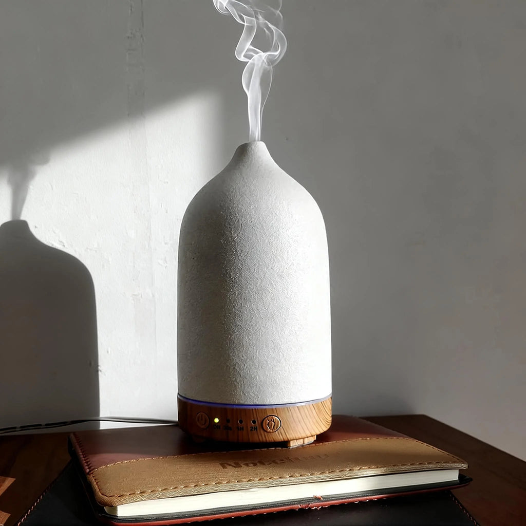 Diffuseur d'Huiles Essentielles en Céramique – Humidificateur Ultrasonique 7 Couleurs | ZenVie
