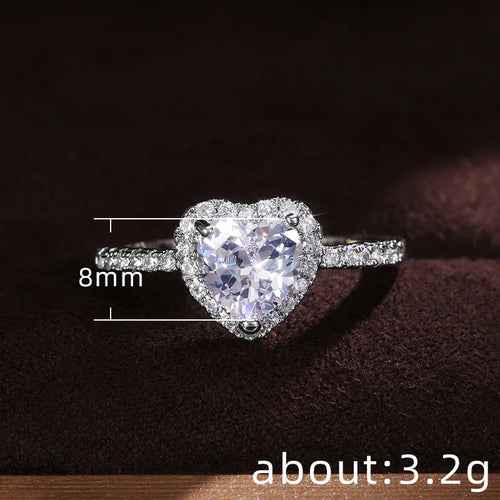 Bague Cœur Zirconium Élégante – Bague de Fiançailles Femme