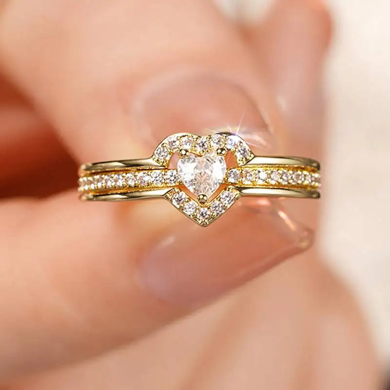 Bague Cœur Romantique Plaquée Or/Argent – Femme
