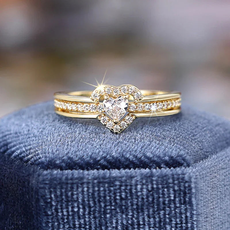 Bague Cœur Romantique Plaquée Or/Argent – Femme