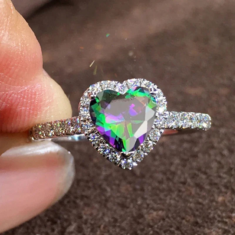 Bague Cœur Zirconium Élégante – Bague de Fiançailles Femme