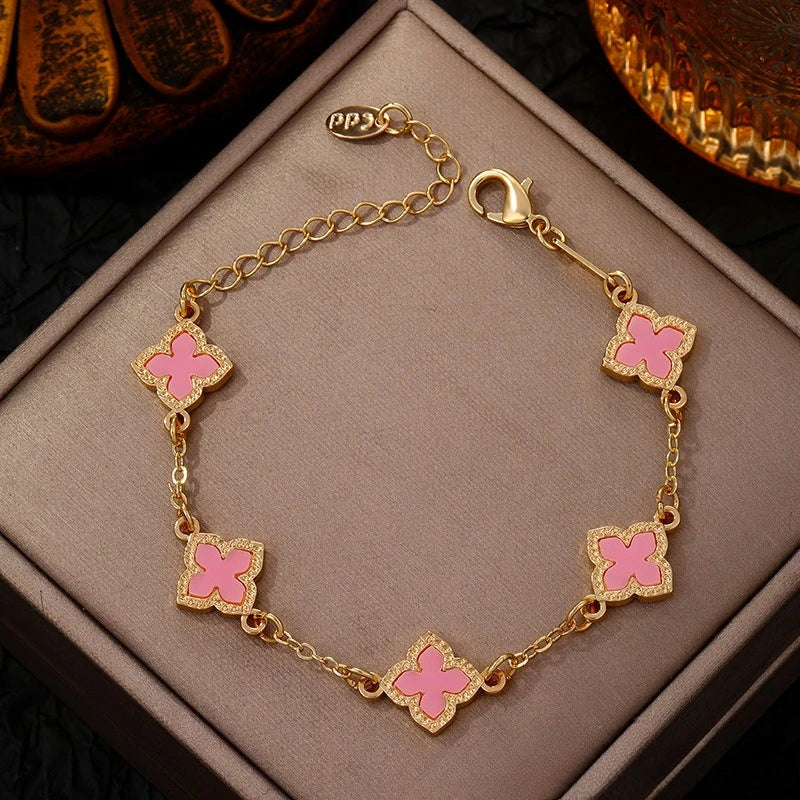 Bracelet Trèfle Porte-Bonheur Plaqué Or – Femme