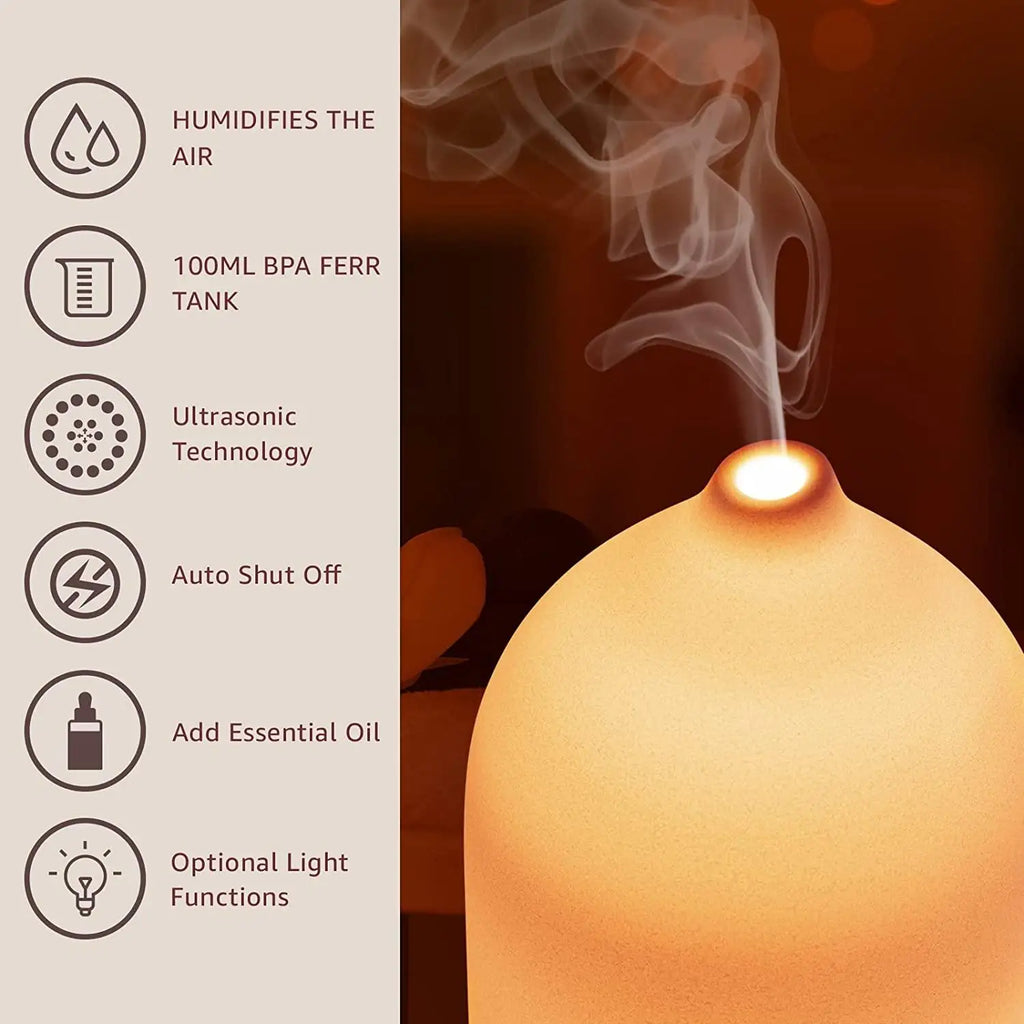 Diffuseur d'Huiles Essentielles en Céramique – Humidificateur Ultrasonique 7 Couleurs | ZenVie