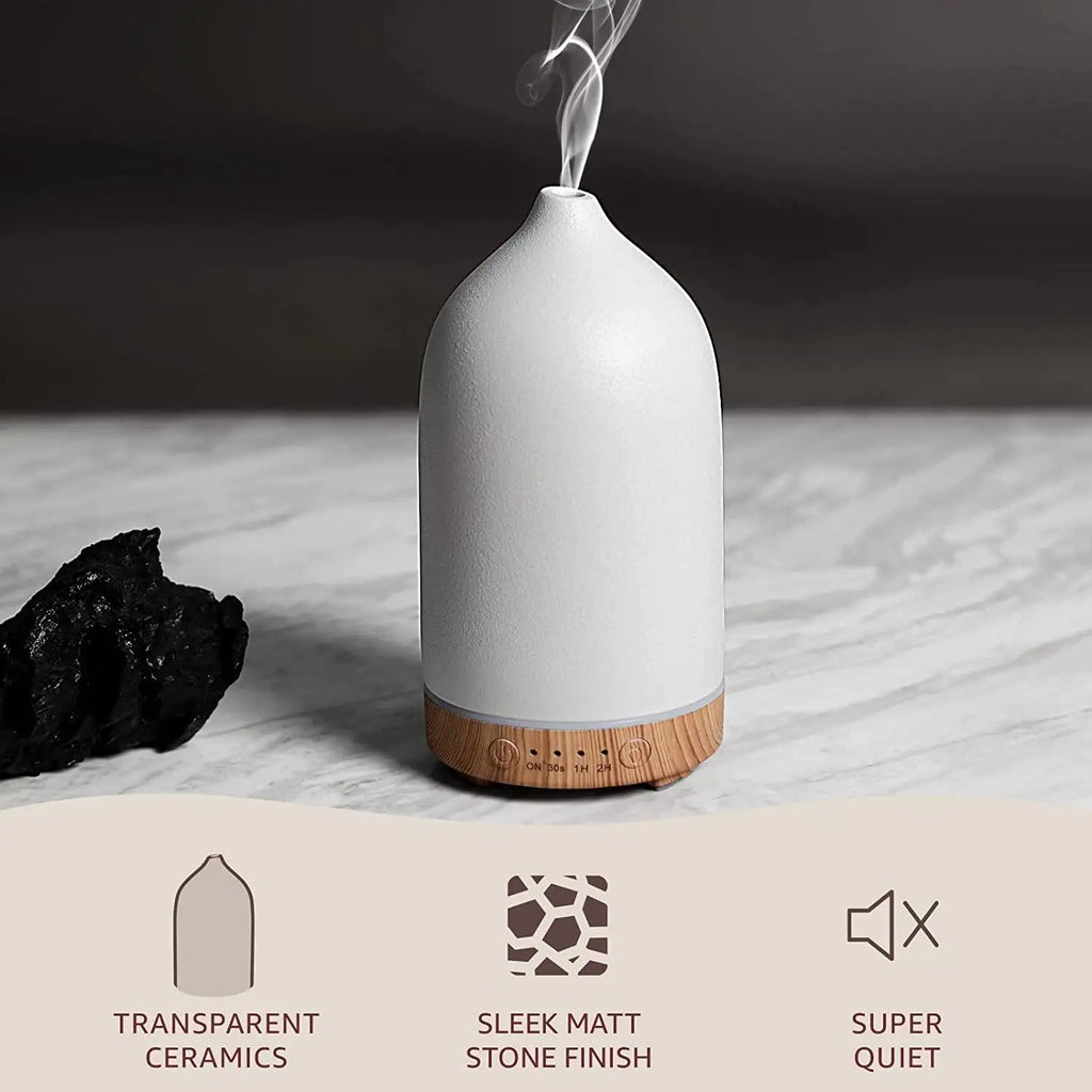 Diffuseur d'Huiles Essentielles en Céramique – Humidificateur Ultrasonique 7 Couleurs | ZenVie