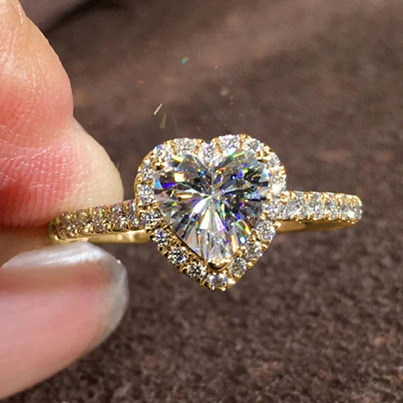 Bague Cœur Zirconium Élégante – Bague de Fiançailles Femme