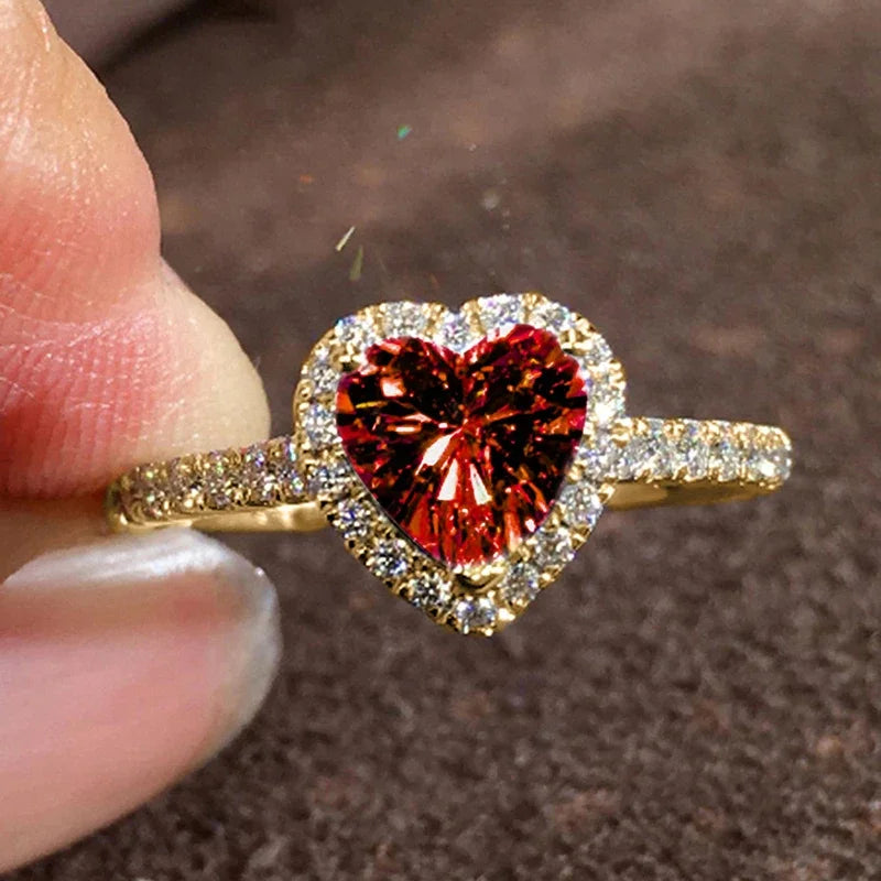 Bague Cœur Zirconium Élégante – Bague de Fiançailles Femme