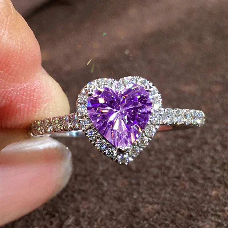 Bague Cœur Zirconium Élégante – Bague de Fiançailles Femme