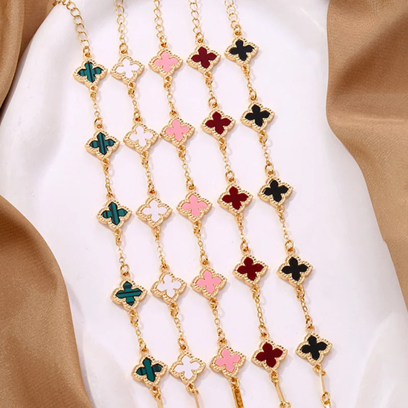Bracelet Trèfle Porte-Bonheur Plaqué Or – Femme