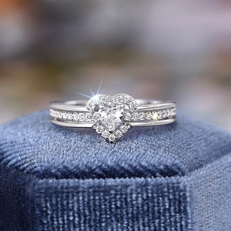 Bague Cœur Romantique Plaquée Or/Argent – Femme