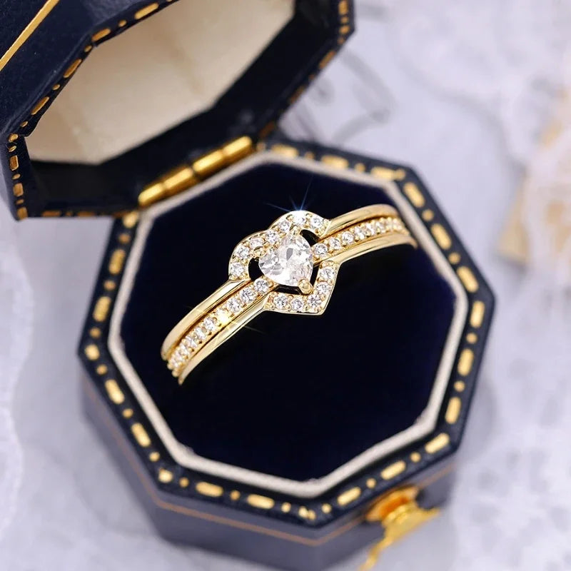 Bague Cœur Romantique Plaquée Or/Argent – Femme