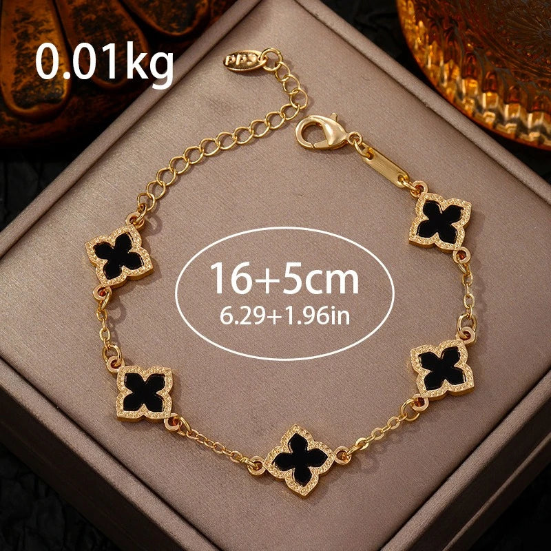 Bracelet Trèfle Porte-Bonheur Plaqué Or – Femme