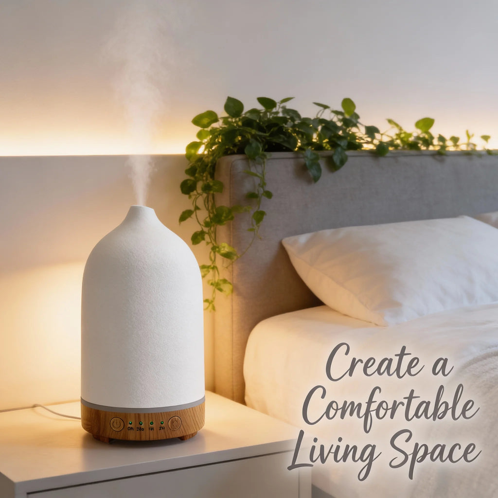Diffuseur d'Huiles Essentielles en Céramique – Humidificateur Ultrasonique 7 Couleurs | ZenVie
