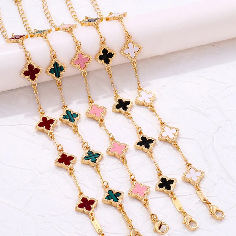 Bracelet Trèfle Porte-Bonheur Plaqué Or – Femme