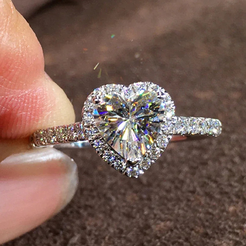 Bague Cœur Zirconium Élégante – Bague de Fiançailles Femme